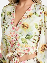 Colette V-Neck Bow Top