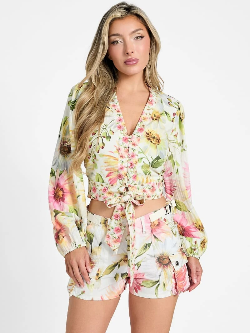 Colette V-Neck Bow Top