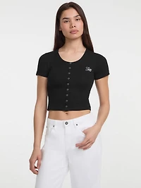 Crewneck Embroidered Top