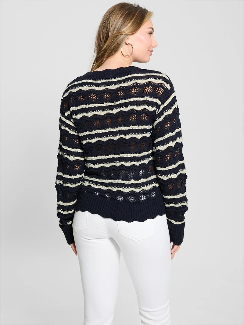 Valerie Striped Open-Knit Sweater