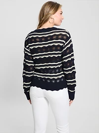 Valerie Striped Open-Knit Sweater