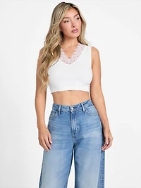 Raquel Lace-Trim Seamless Crop Top
