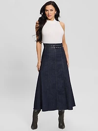 Pam Belted Midi Denim Skirt