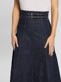 Pam Belted Midi Denim Skirt