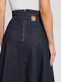 Pam Belted Midi Denim Skirt