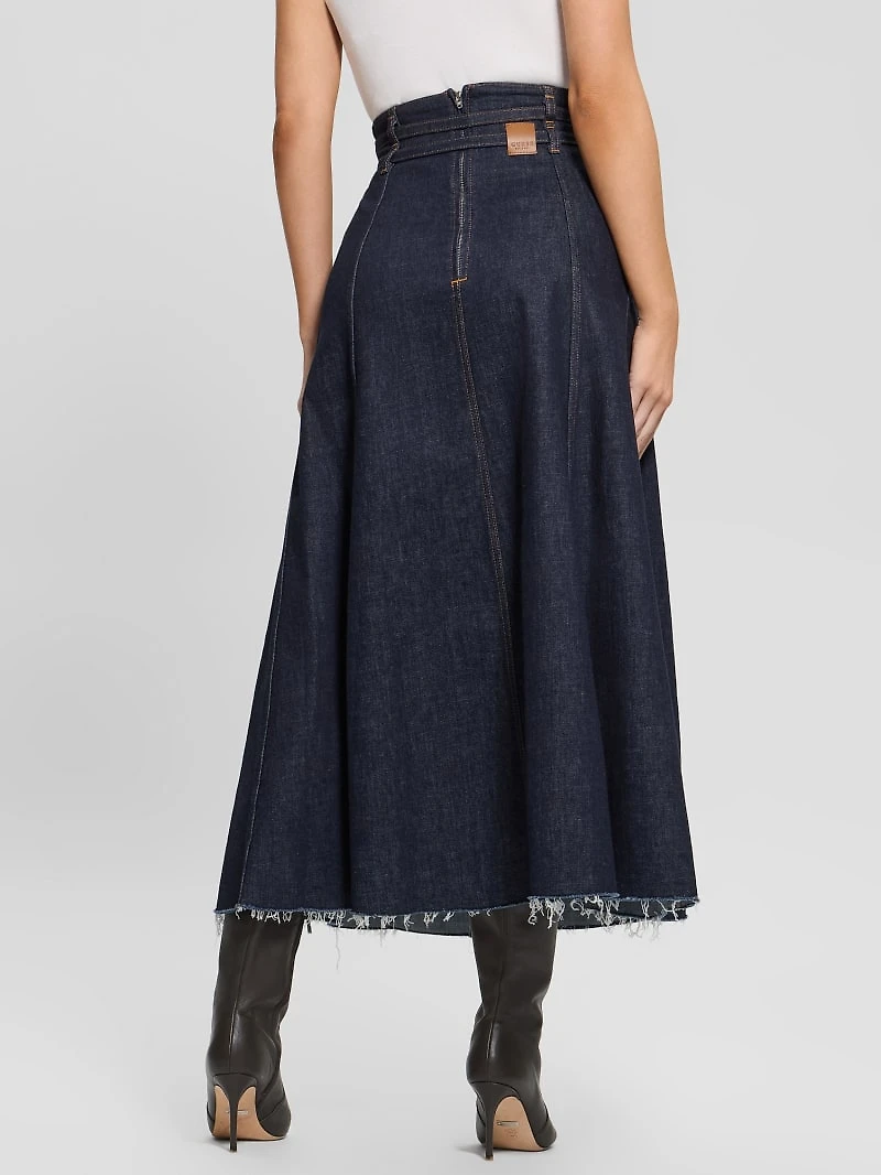 Pam Belted Midi Denim Skirt