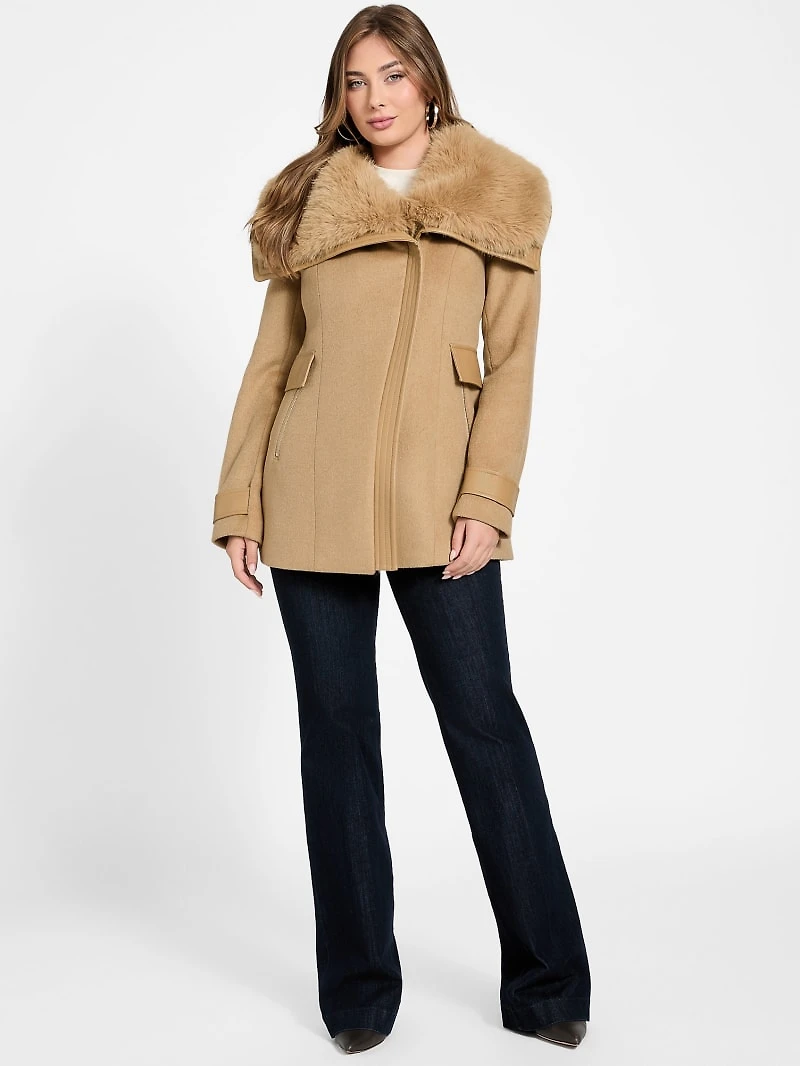 Lilia Faux-Fur Collar Coat