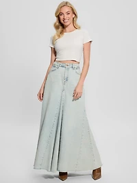 Eco Paneled Denim Maxi Skirt