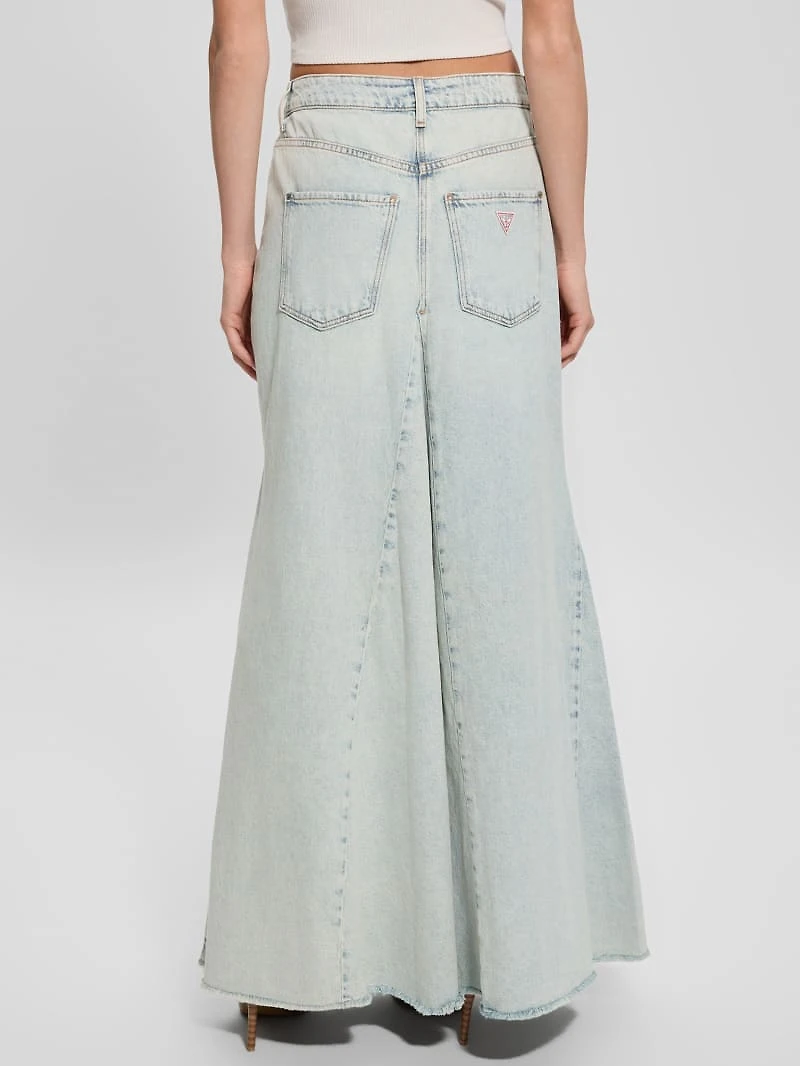 Eco Paneled Denim Maxi Skirt