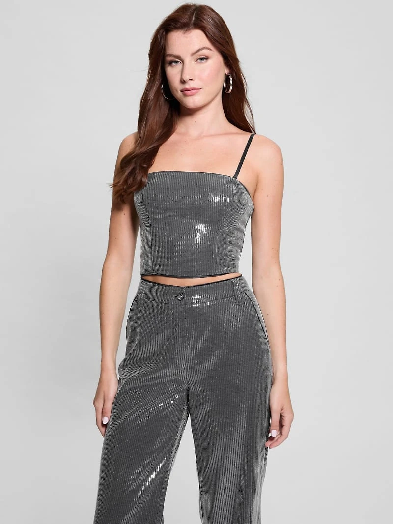 Cassia Sequined Bustier Top