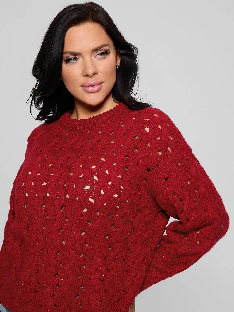 Tawnya Sequin Open-Knit Sweater