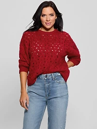 Tawnya Sequin Open-Knit Sweater