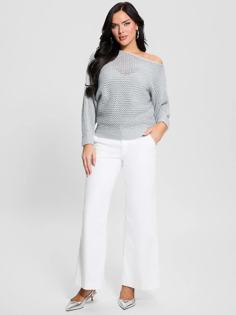 Poa Metallic Off-Shoulder Sweater