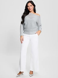 Poa Metallic Off-Shoulder Sweater