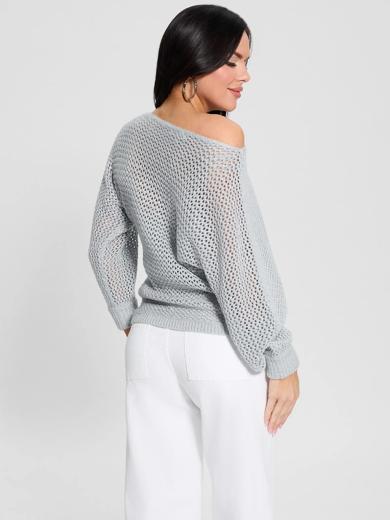 Poa Metallic Off-Shoulder Sweater