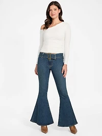 Eco Franki Belted Flare Jeans