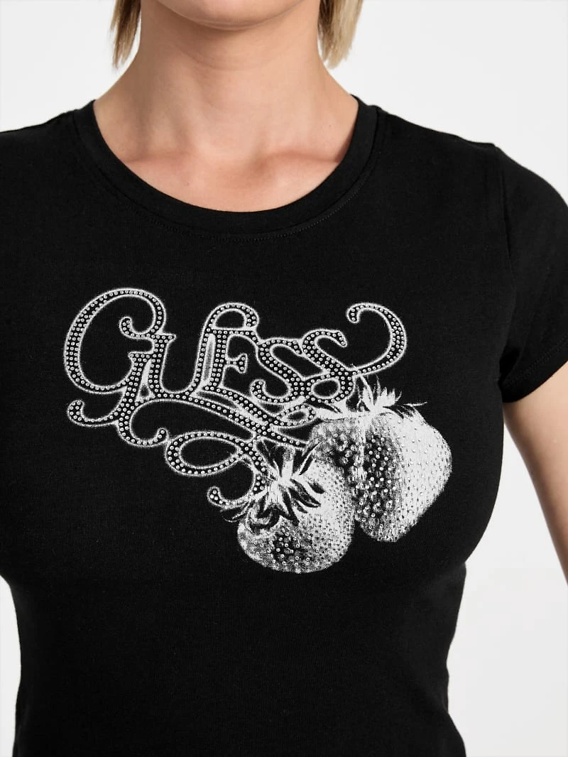 Eco Strawberry Logo Rhinestone Tee