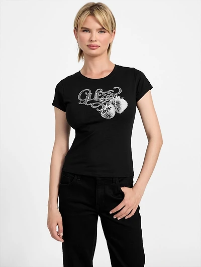 Eco Strawberry Logo Rhinestone Tee