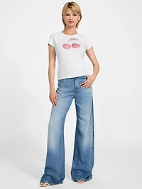 Eco Wavy Cherry Rhinestone Tee