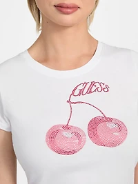 Eco Wavy Cherry Rhinestone Tee
