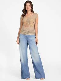 Moto Printed V-Neck Tee