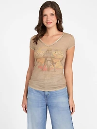 Moto Printed V-Neck Tee