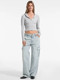 Hooded Embroidered Logo Slim Top
