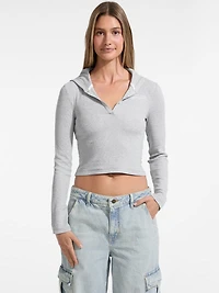 Hooded Embroidered Logo Slim Top