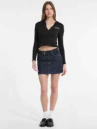 Hooded Embroidered Logo Slim Top