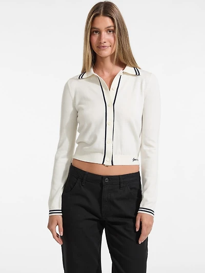 Embroidered Polo Sweater Top