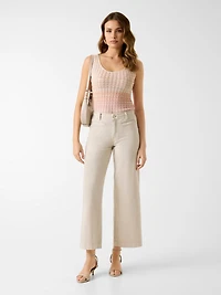 Braided Cropped Wide-Leg Pants