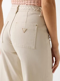 Braided Cropped Wide-Leg Pants