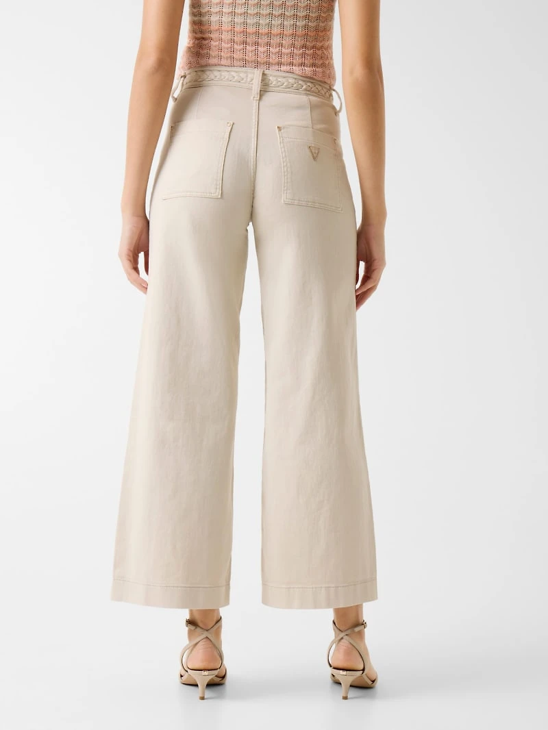 Braided Cropped Wide-Leg Pants