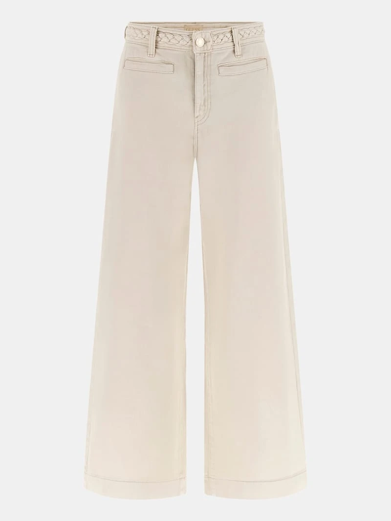 Braided Cropped Wide-Leg Pants