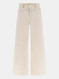 Braided Cropped Wide-Leg Pants