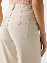 Braided Cropped Wide-Leg Pants