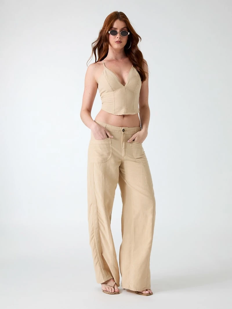 Linen-blend pants