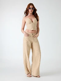 Linen-blend pants