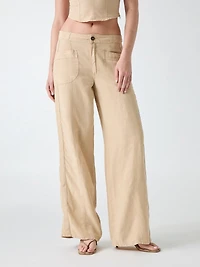Linen-blend pants