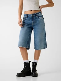 Baggy denim bermuda