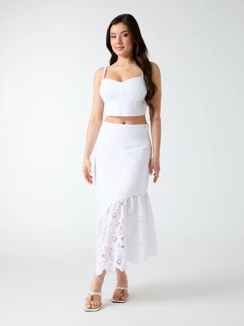 Eyelets midi skirt