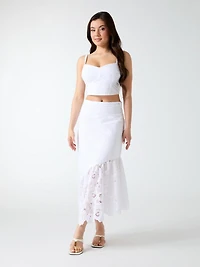 Eyelets midi skirt
