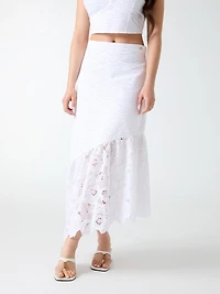 Eyelets midi skirt