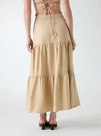 Linen-blend maxi skirt
