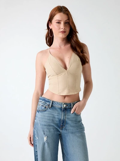 Linen-blend top