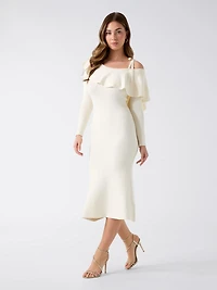 Off shoulder rib-knit dress