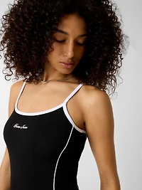 Embroidered logo mini dress