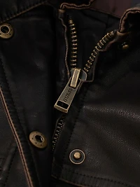 Faux leather cropped jacket