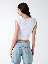 Square neck smocked top