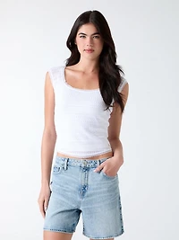 Square neck smocked top